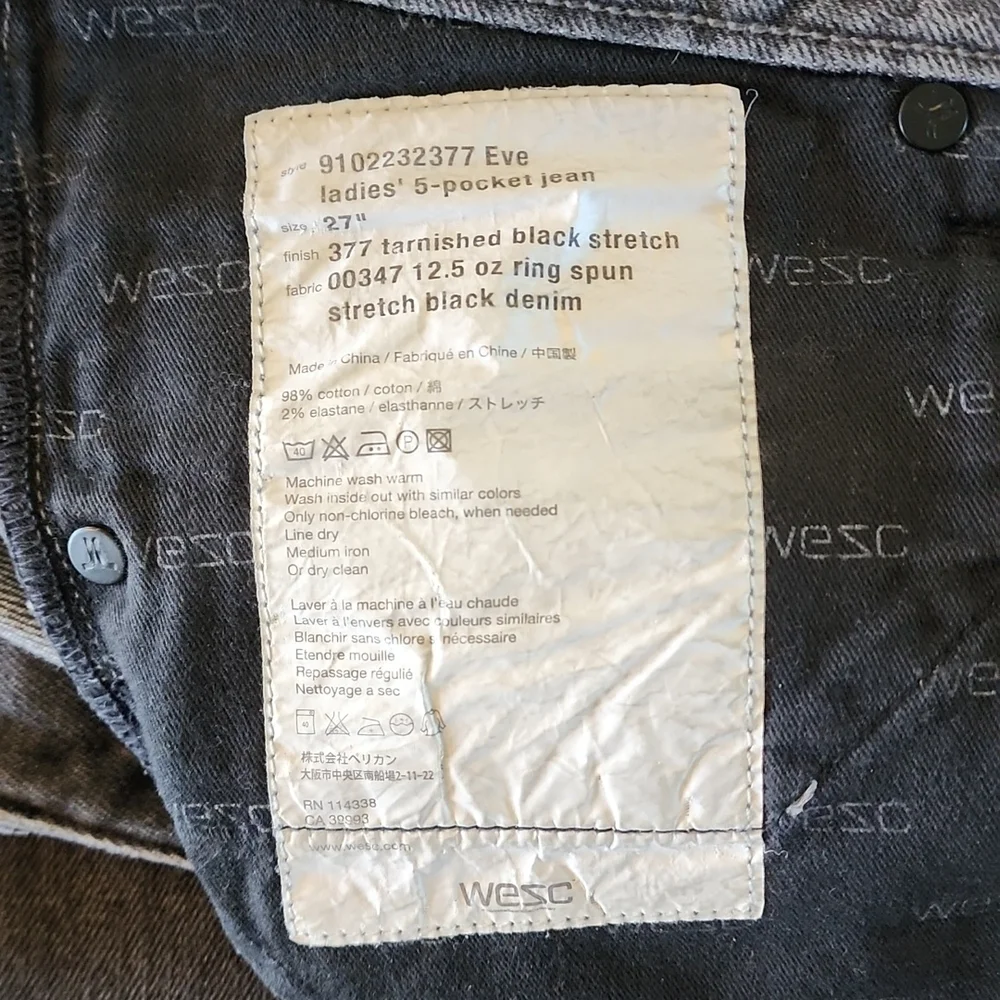 WESC Eve Jeans tarnished black stretch size 27 - Picture 6 of 6